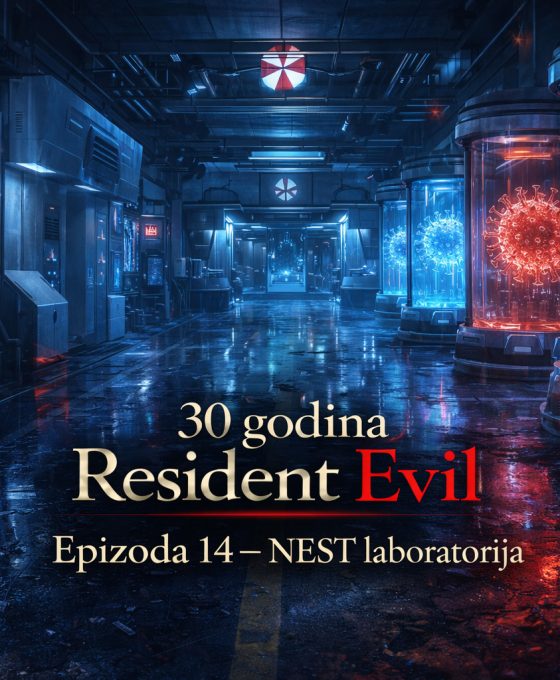 NEST laboratorija Resident Evil u Raccoon Cityju, futuristički Umbrella laboratorijski kompleks iz Resident Evil timeline priče sa kapsulama za virusne eksperimente
