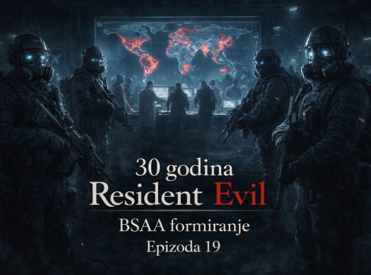 BSAA operativci i naučnici planiraju globalnu anti-bioterorističku operaciju ispred holografske mape sveta - Resident Evil timeline BSAA formiranje i početak međunarodne borbe protiv B.O.W. pretnji