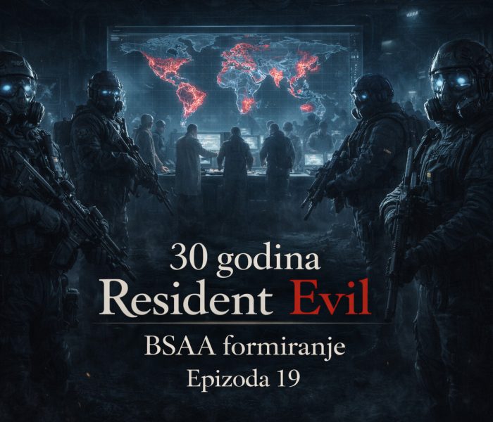 BSAA operativci i naučnici planiraju globalnu anti-bioterorističku operaciju ispred holografske mape sveta - Resident Evil timeline BSAA formiranje i početak međunarodne borbe protiv B.O.W. pretnji