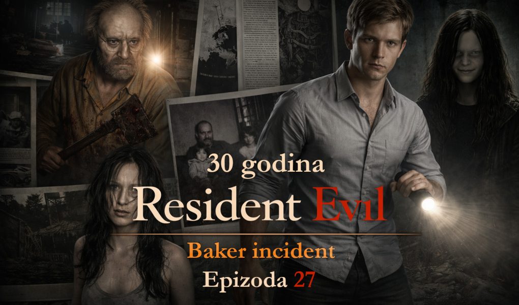 Resident Evil timeline Baker incident prikaz porodice Baker i Ethana Wintersa u mračnoj kući, gde Resident Evil timeline otkriva početak izolovanog horora i nove pretnje