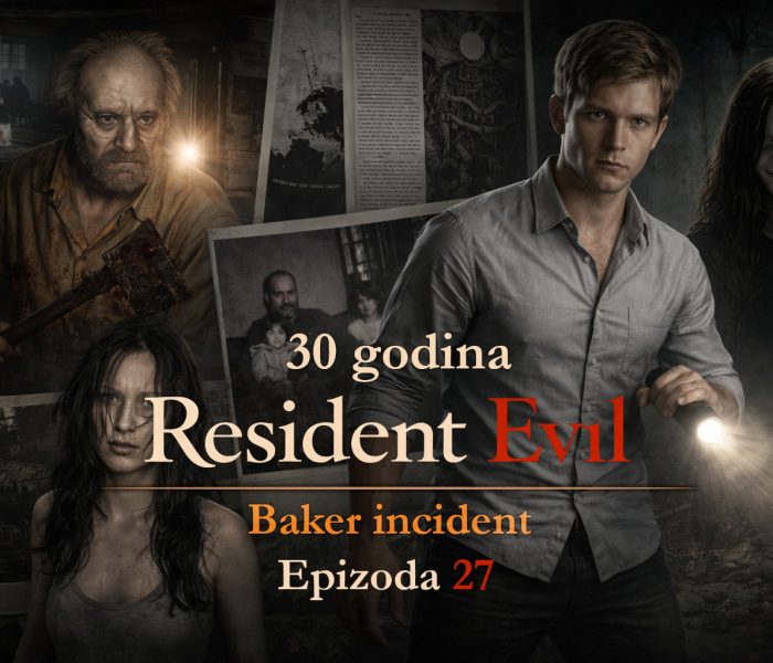 Resident Evil timeline Baker incident prikaz porodice Baker i Ethana Wintersa u mračnoj kući, gde Resident Evil timeline otkriva početak izolovanog horora i nove pretnje