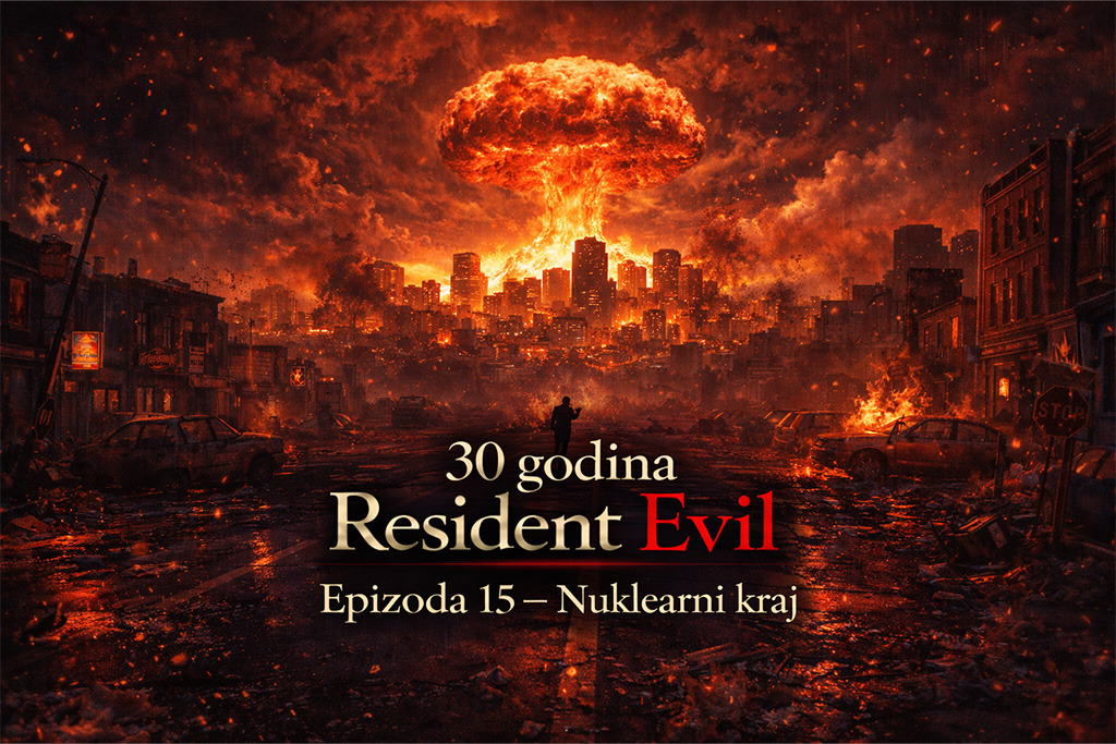 Nuklearna eksplozija iznad Raccoon Cityja tokom događaja Nuklearni kraj u okviru Resident Evil timeline priče.