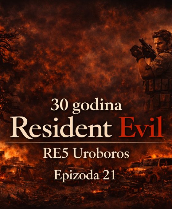 Resident Evil timeline RE5 Uroboros prikazuje svet posle Umbrella korporacije, apokaliptični grad u plamenu i globalni biohazard incident, Resident Evil timeline RE5 Uroboros atmosfera haosa i uništenja