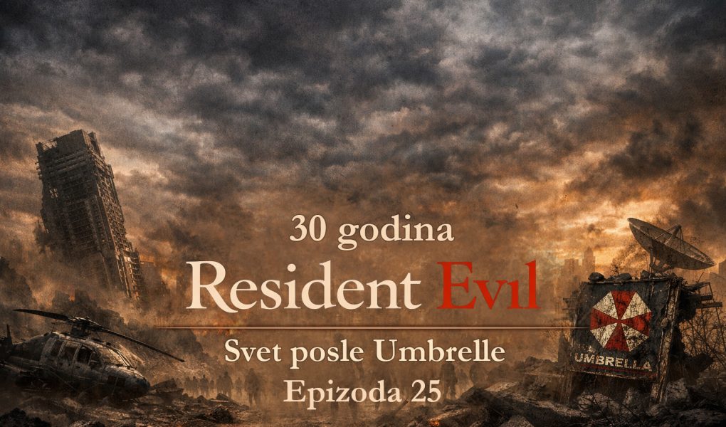 Resident Evil timeline prikazuje svet posle Umbrelle kroz apokaliptični grad, uništenu infrastrukturu i zombije koji lutaju ruševinama, simbolizujući posledice bioterorizma u timeline Resident evil posle umbrelle