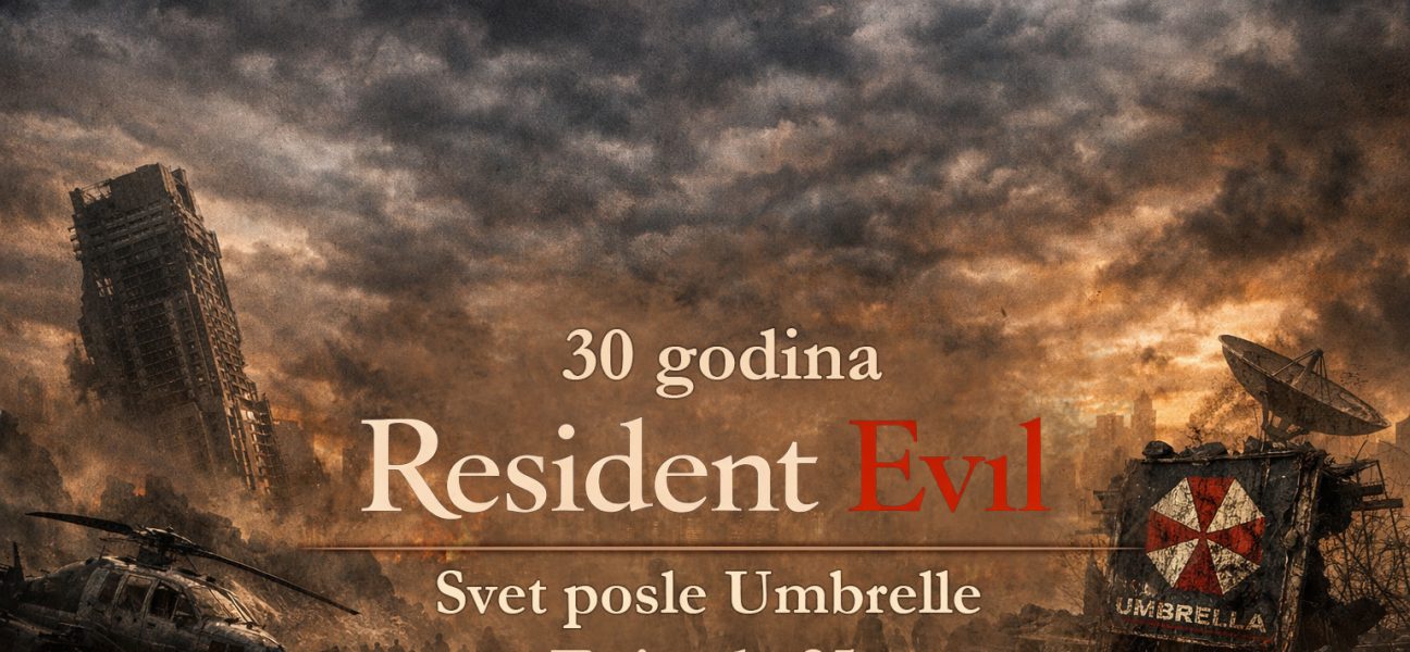Resident Evil timeline prikazuje svet posle Umbrelle kroz apokaliptični grad, uništenu infrastrukturu i zombije koji lutaju ruševinama, simbolizujući posledice bioterorizma u timeline Resident evil posle umbrelle