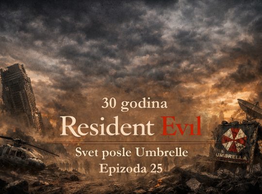 Resident Evil timeline prikazuje svet posle Umbrelle kroz apokaliptični grad, uništenu infrastrukturu i zombije koji lutaju ruševinama, simbolizujući posledice bioterorizma u timeline Resident evil posle umbrelle
