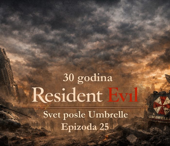 Resident Evil timeline prikazuje svet posle Umbrelle kroz apokaliptični grad, uništenu infrastrukturu i zombije koji lutaju ruševinama, simbolizujući posledice bioterorizma u timeline Resident evil posle umbrelle