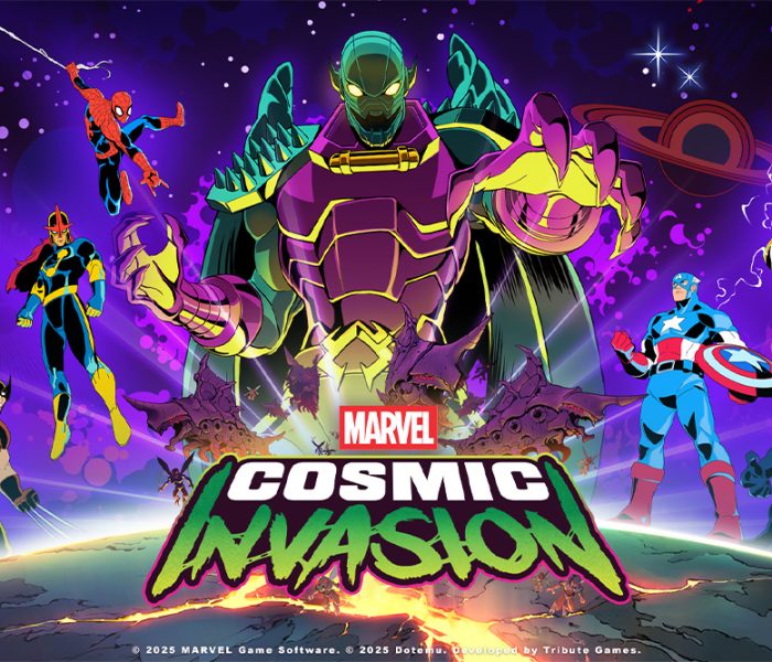 Marvel Cosmic Invasion key art sa Spider-Manom, Kapetanom Amerikom, Wolverinom, Venomom, Storm i Novom koji se bore protiv Annihilusa tokom kosmičke invazije koja preti Zemlji.