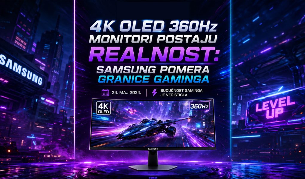 Samsung 4K OLED 360Hz gaming monitor sa futurističkim prikazom gejminga i QD-OLED tehnologijom nove generacije.