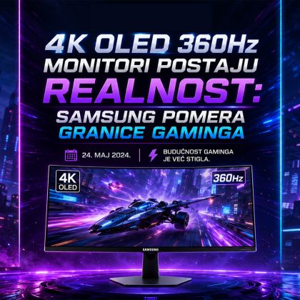 Samsung 4K OLED 360Hz gaming monitor sa futurističkim prikazom gejminga i QD-OLED tehnologijom nove generacije.