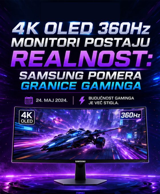 Samsung 4K OLED 360Hz gaming monitor sa futurističkim prikazom gejminga i QD-OLED tehnologijom nove generacije.