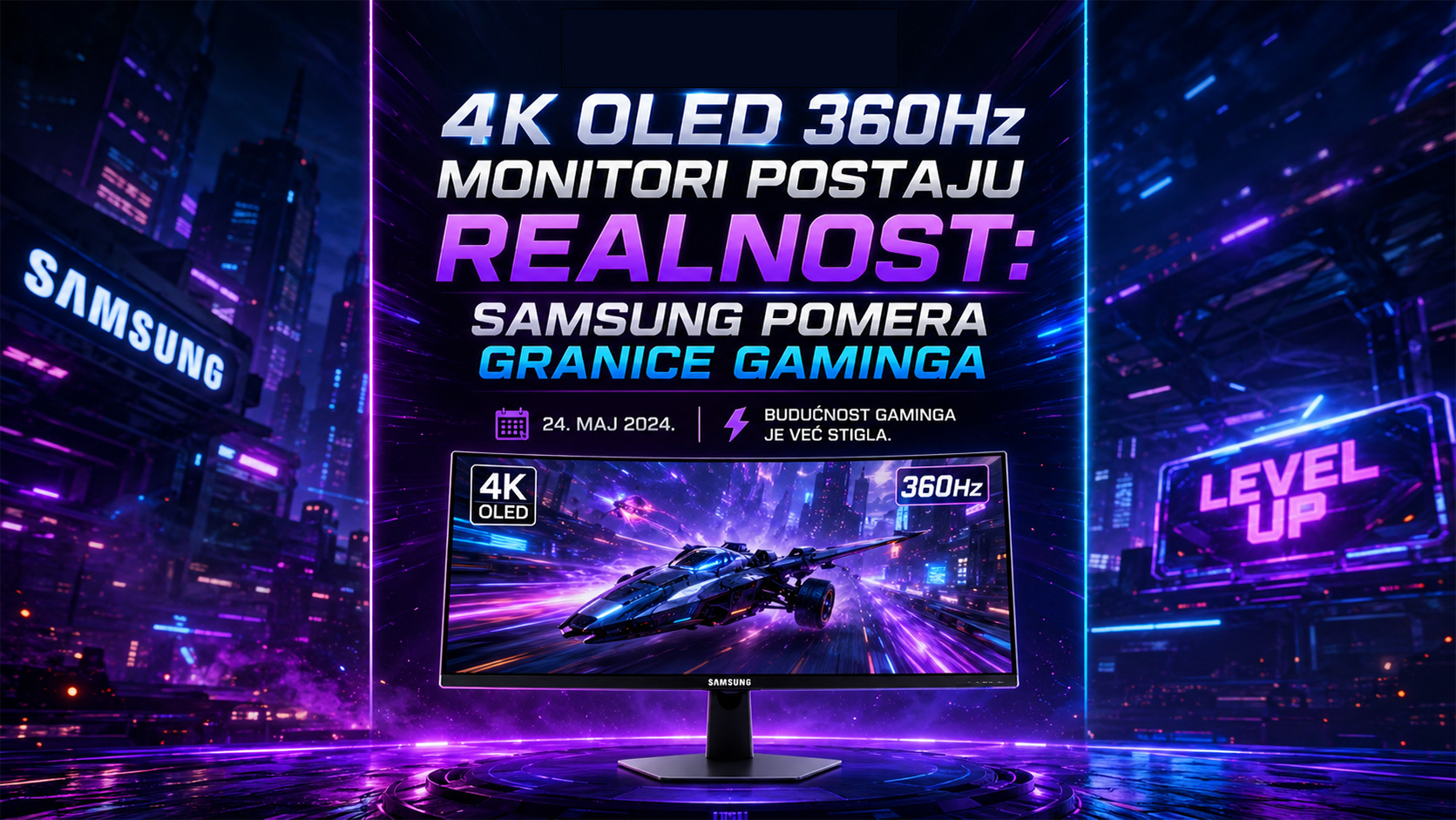 Samsung 4K OLED 360Hz gaming monitor sa futurističkim prikazom gejminga i QD-OLED tehnologijom nove generacije.