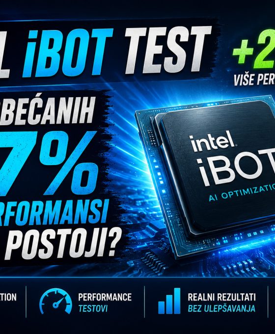 Intel iBOT test performansi sa procesorom, grafikom rasta i istaknutom tvrdnjom o 27% većim performansama uz analizu stvarnih rezultata.