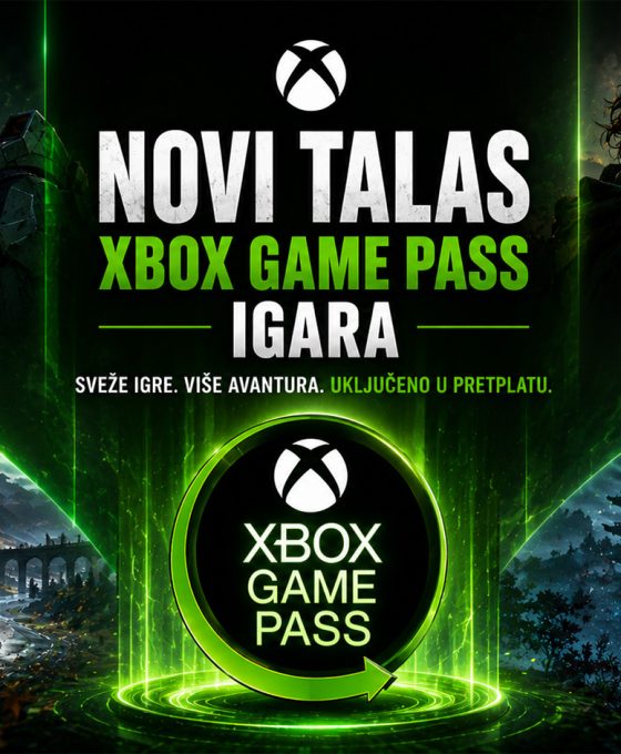 Hero baner za članak o novom talasu Xbox Game Pass igara sa Xbox Game Pass logotipom u centru i dinamičnim gejming scenama koje predstavljaju različite žanrove dostupne u pretplati.