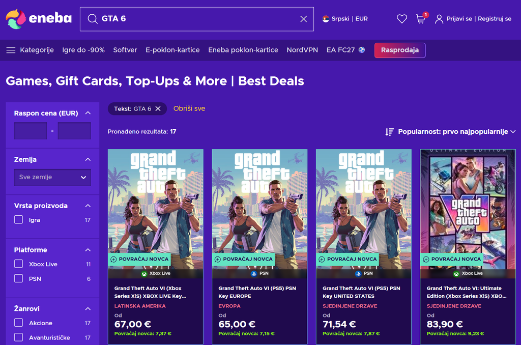 Kako da preorderuješ GTA 6 iz Srbije? PS5, Xbox i Eneba